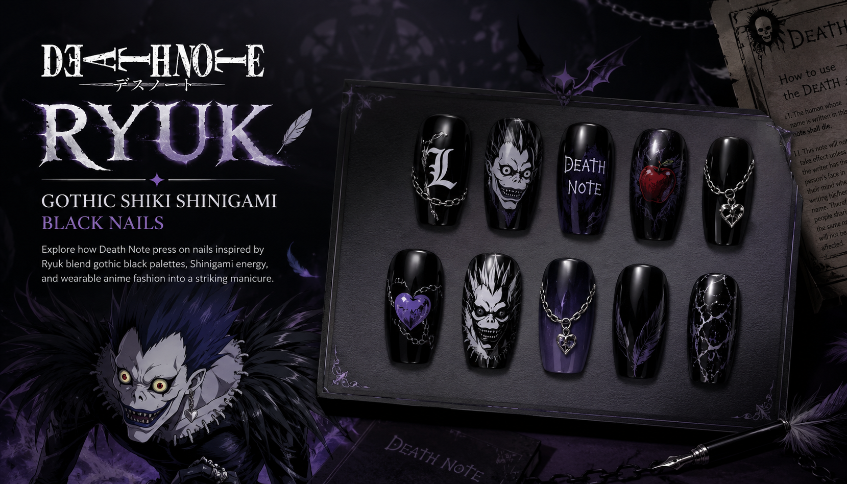 Death Note Ryuk Gothic Shiki Shinigami Black Nails