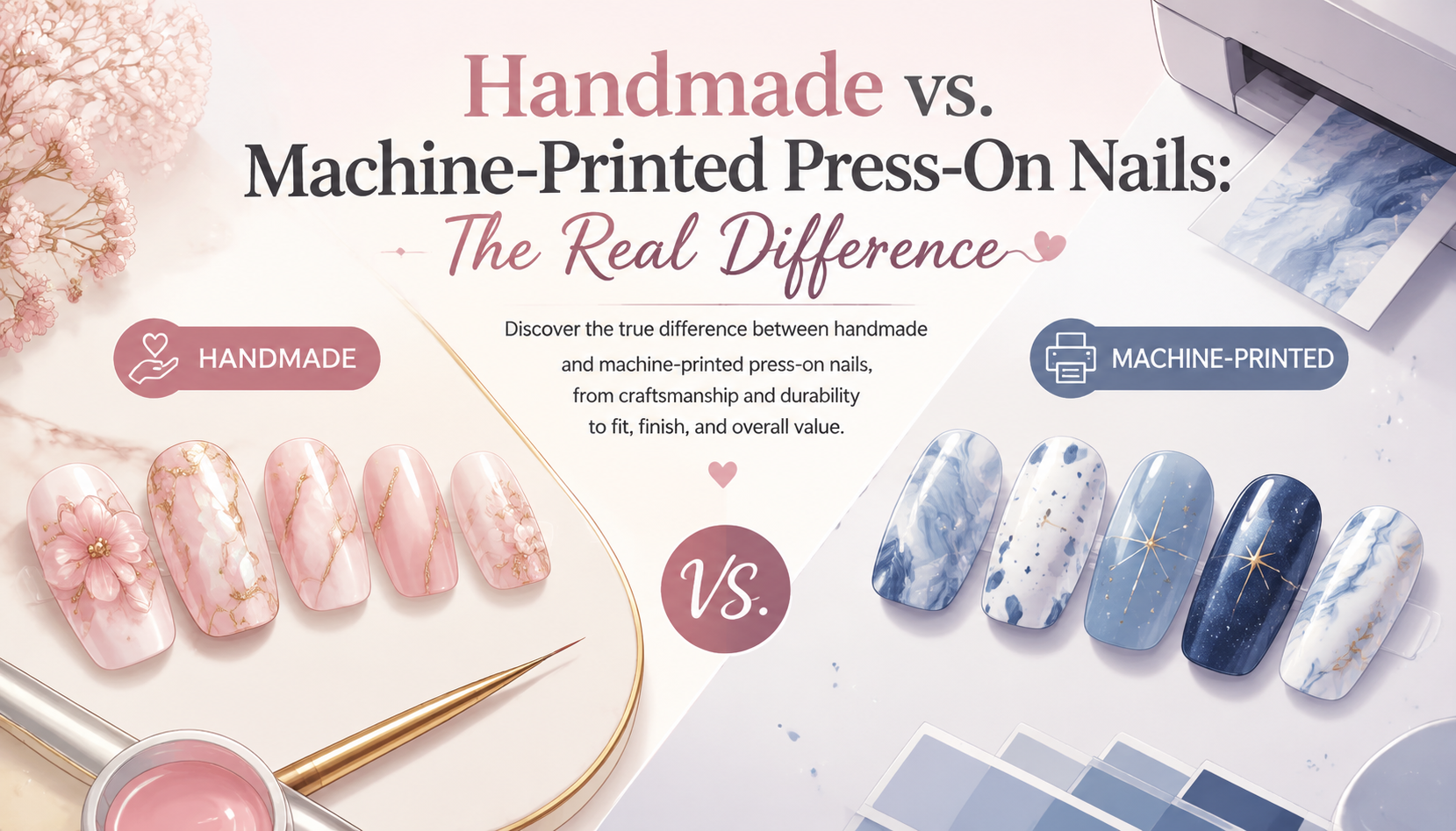 Handmade vs. Machine-Printed Press-On Nails: The Real Difference