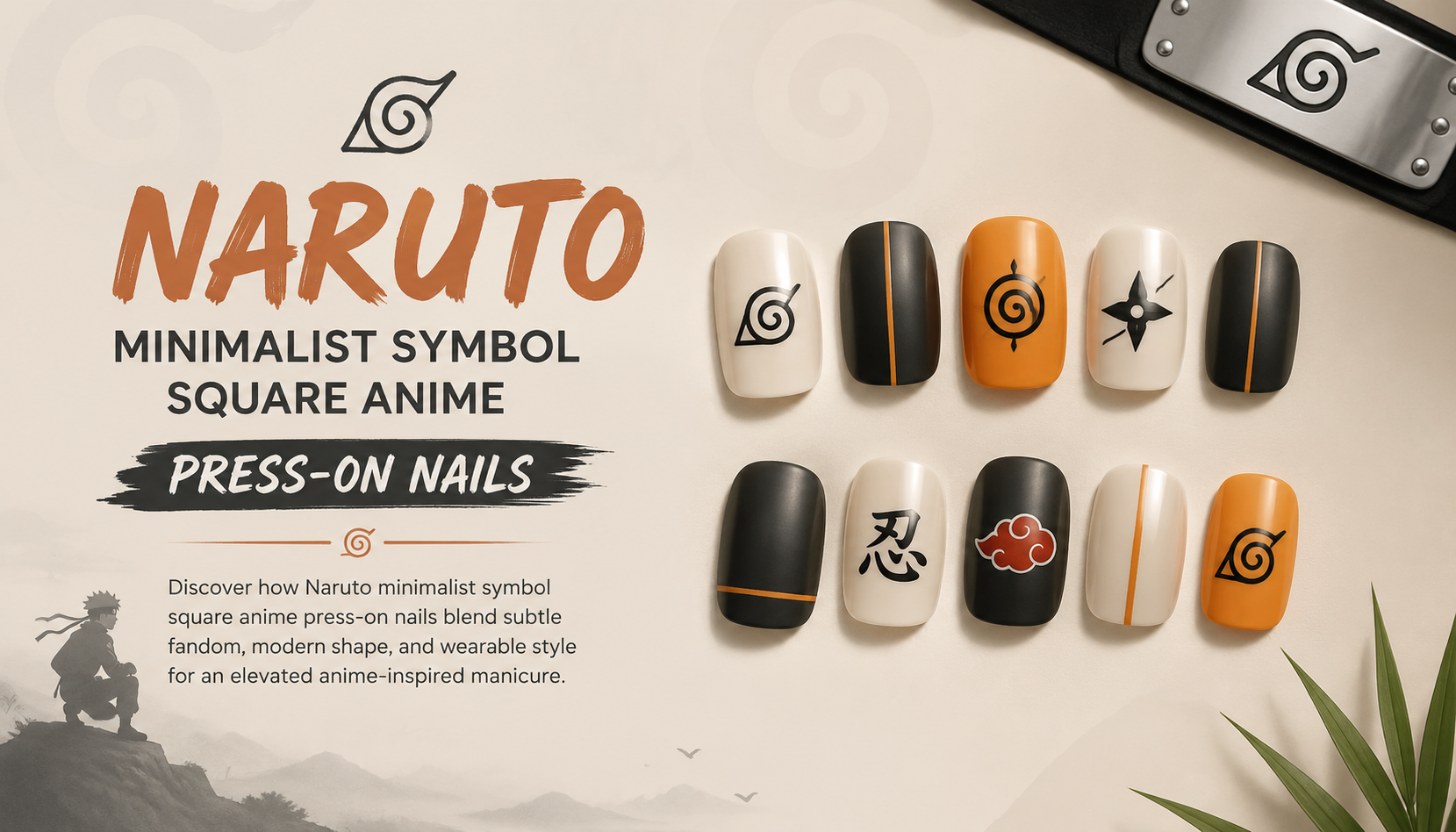 Naruto Minimalist Symbol Square Anime Press-On Nails